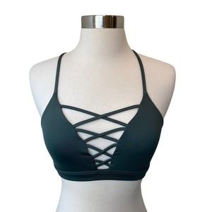 Victorias Secret Sport Bra Womens Strappy Stretch Criss Cross Green Small